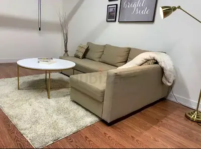 Cozy Beige Sectional Sofa bed with storage