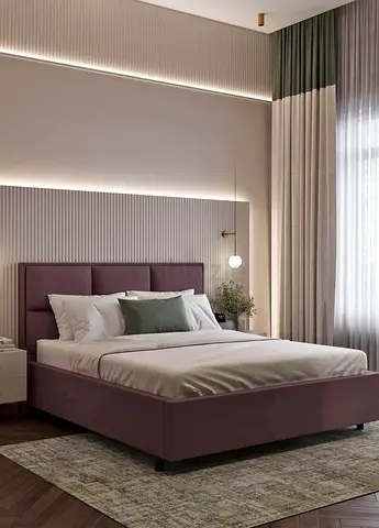 Elegant Modern Bed Set in Soft Purple