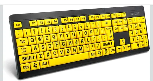 AbleNet Wireless Keyboard with Mouse Large Print Computer Keyboard, Wireless High Contrast Keyboard