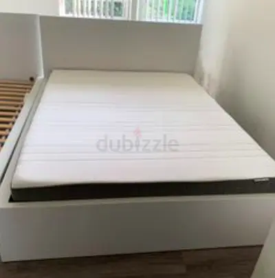 IKEA malam queen‑size bed (160 × 200 cm) with 2 storage drawers underneath and an IKEA mattress