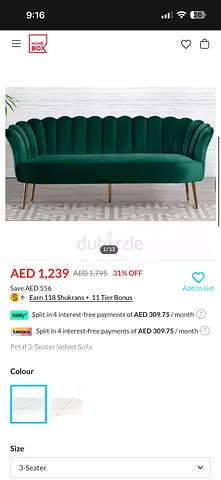 Elegant Green Velvet Sofa