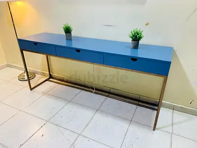Stylish Blue Console Table with Storage
