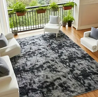 Luxurious Abstract Modern Area Rug Carpet Rug Black