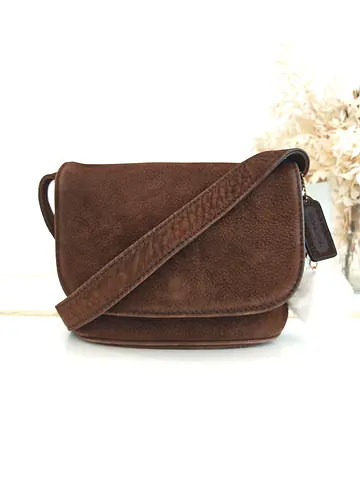 Vintage Coach Small Flap Nubuc Bag in Rare Color Bramble