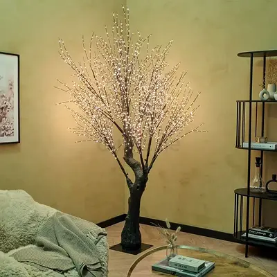 Light tree with gold-colored LED lights