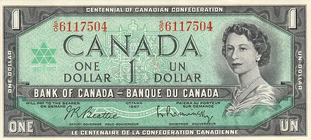 CANADA 1 DOLLAR COMMEMORATIVE BANKNOTE 1967 CENTENNIAL