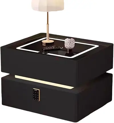 Stylish Nightstand with Integrated Storage and Charging Station