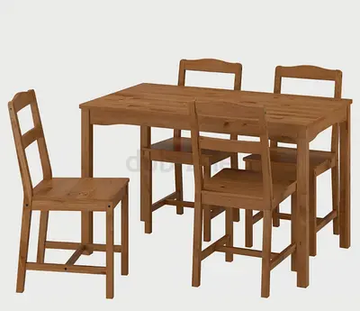 Rustic Wooden Dining Table Set with Four Chairs