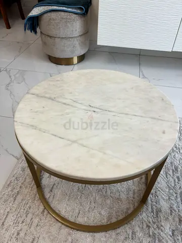 3 Elegant Round Marble Coffee Table set with Gold Legs