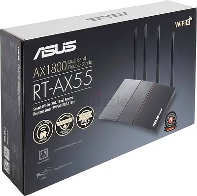 ASUS RT-AX55 (AX1800) Dual Band WiFi 6 Extendable Router