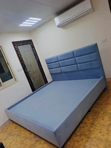 Stylish Blue Fabric Bed Frame