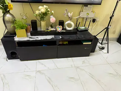 Stylish Black Entertainment Center with Storage