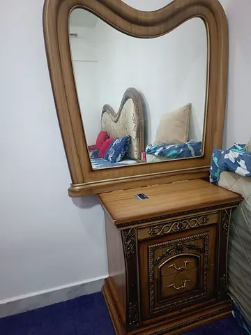 Elegant Wooden Nightstand with Mirror
