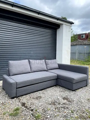 Comfortable Grey Sectional Sofa-bed with storage