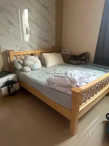 Wooden Bed Frame with Mattress 140 double bed almost new