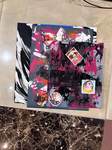 3 modern abstract paintings