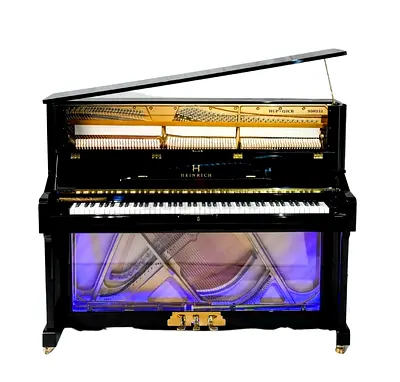 Heinrich Upright Piano HUP–121 Black +Crystal Panel (Semi Crystal Finish)