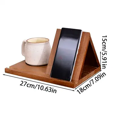 Wooden Book Stand With Cup Holder