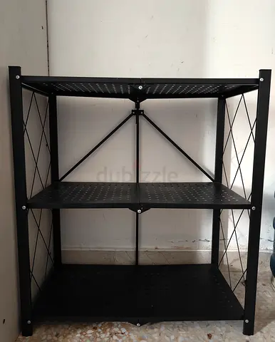 Black Metal Shelving Unit, 3 tire, foldable