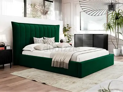 Elegant Green Velvet King Size Bed