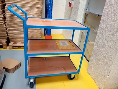 Heavy-Duty Blue Utility Cart with Three Shelves  (6 trolley)