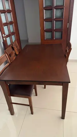 Sturdy Wooden Dining Table with Chairs
