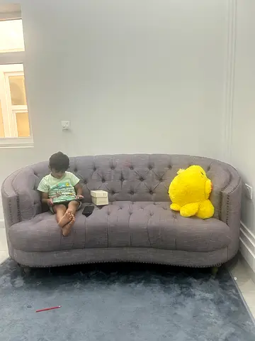 Grey tufted sofa in good condition ️ Used 5 years ️ Clean  comfortable ️ Classic elegant design