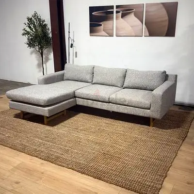 Gray West elm L shape sofa