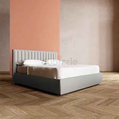 Stylish Grey Upholstered Bed