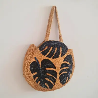 Stylish Round Woven Tote Bag (40 cm.)