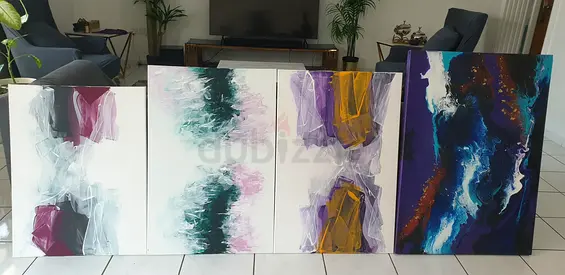 Stunning Abstract Art Set - Modern Canvas Paintings، 100aed all