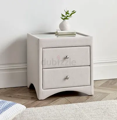 Brand New Elegant Fabric Nightstand with Drawers