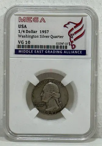 USA 1/4 dollar silver coin 1957  70 AED
