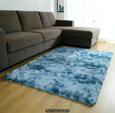 Soft Navy Blue Tie-Dye Area Rug Carpet 300x200cm size