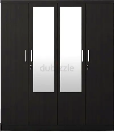 Stylish Dark Wood Wardrobe with Mirror Doors
