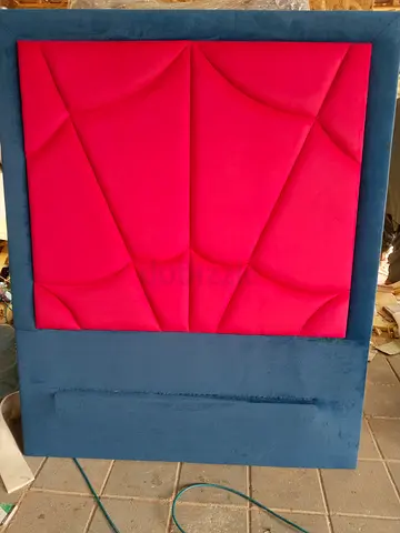 Stylish Modern Bed Headboard in Rad and Blue