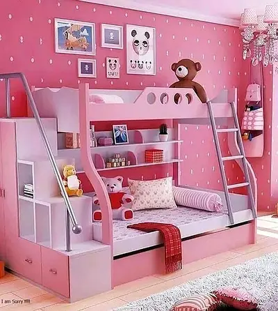 Charming Pink Bunk Bed with Storage