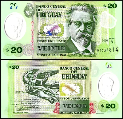 Banknote Uruguay 20 uruguayos polymer