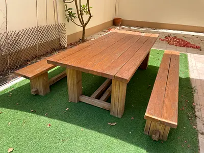 Garden table and benches