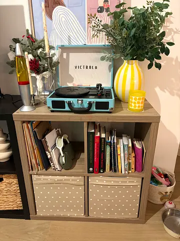 Shelving unit, walnut effect light grey, 77x77 cm