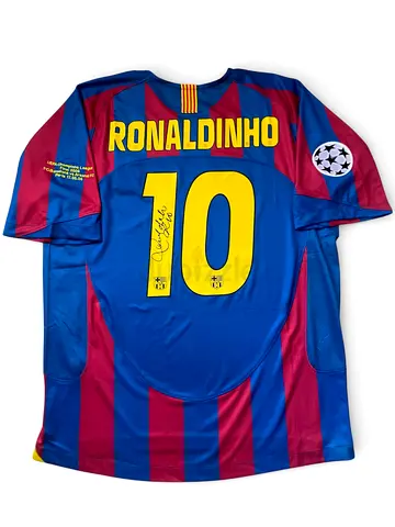 Ronaldinho Hand-Signed FC Barcelona 2006 Champions League Final Shirt (Video Proof)