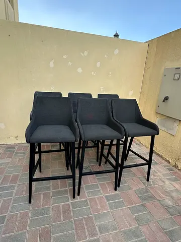 Mazerattan Modern Black Outdoor Bar Stools Set of 6