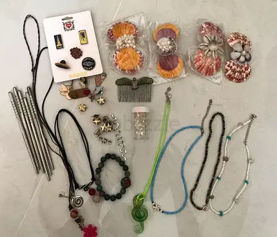 A selection accessories, featuring pieces crafted from various materials.