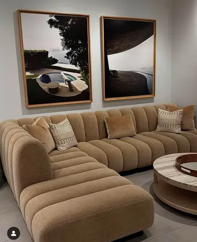 Modern Beige Curved Sofa with Elegant Design