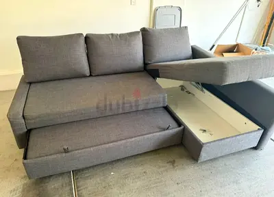 Comfortable Grey Sofa-bed a with Storage