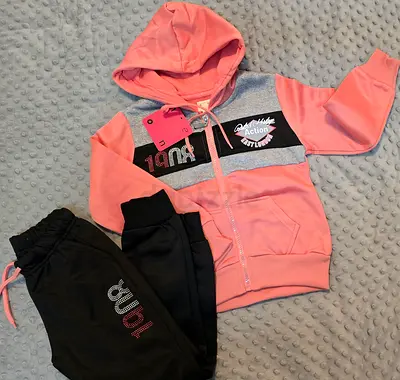 Adorable Pink and Black Kids Sweatsuit Set