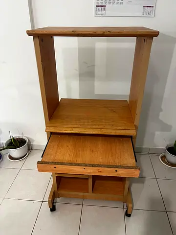 Sturdy Wooden Study Table with Rolling Wheels