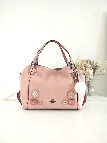 Coach Tea Rose Cherry Blossom 2-way Sling Shoulder Leather Handbag