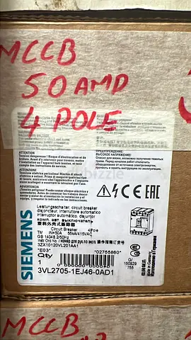 Siemens 50 Amp 4 Pole MCCB - Brand New