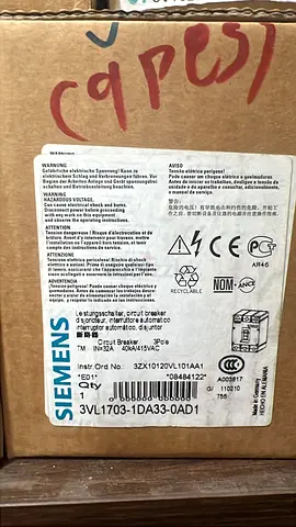 Siemens Electrical Equipment - Model 3VL1703-1DA33-0AD1